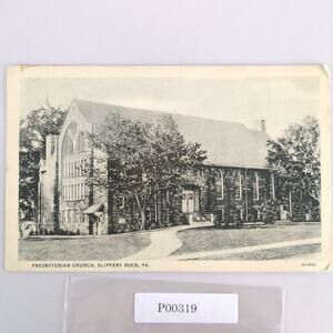 Vintage 1944 Postcard Presbyterian Church Slippery Rock PA B&W
